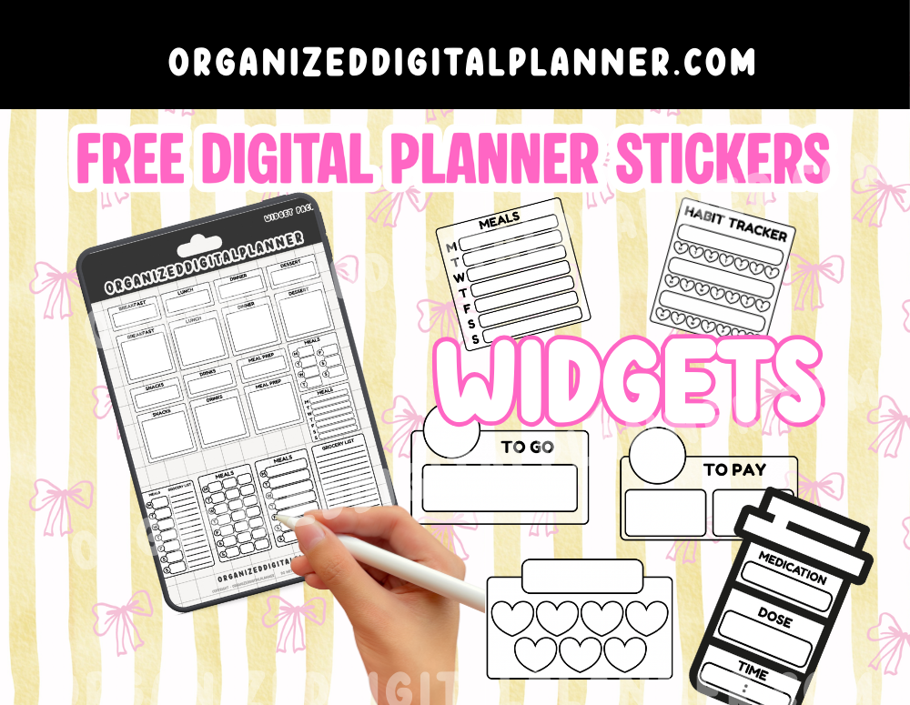 Free Digital Planner stickers for iPad, Samsung tab and Android tablet.
