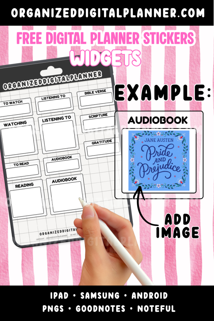 Free Digital Planner stickers for iPad, Samsung tab and Android tablet.