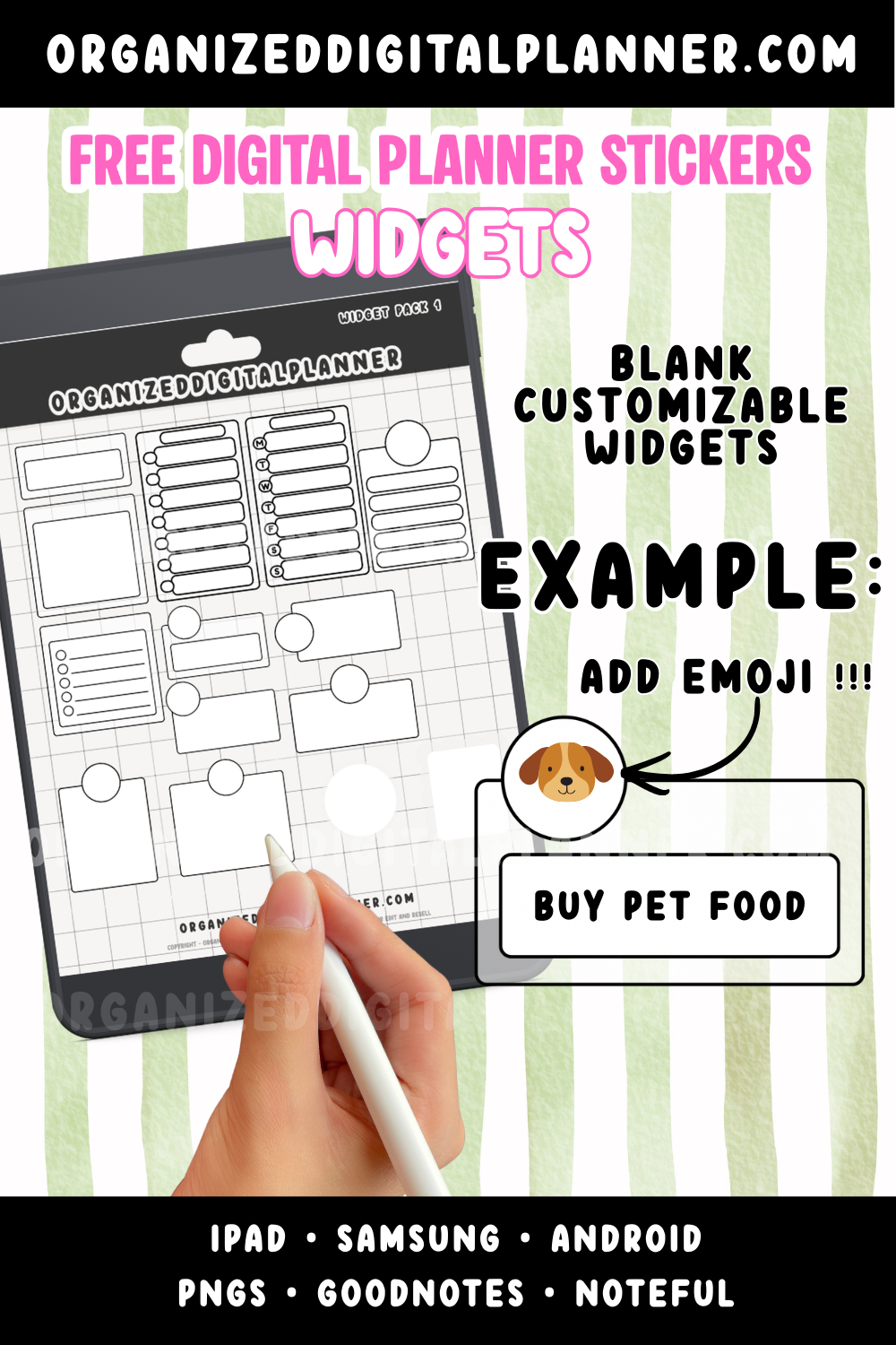Free Digital Planner stickers for iPad, Samsung tab and Android tablet.